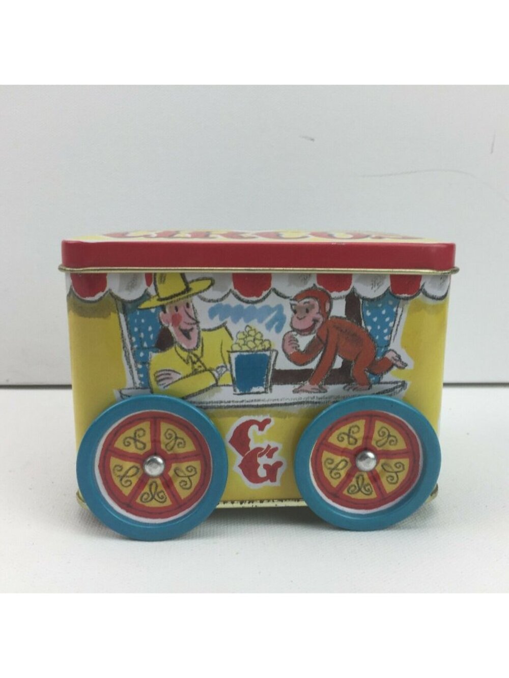 Curious George Aluminum Tin Piggy Bank Box Circus On Wheels Schylling